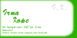 irma kope business card